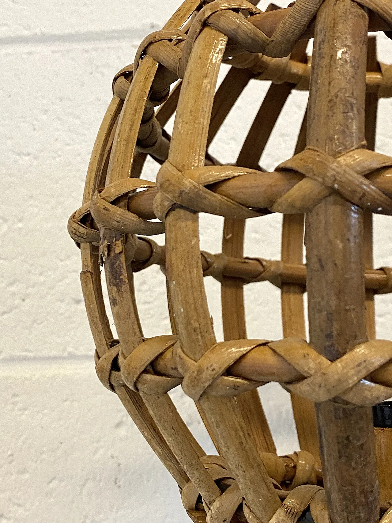 Pair of 1970s rattan and bamboo wall sconces 5