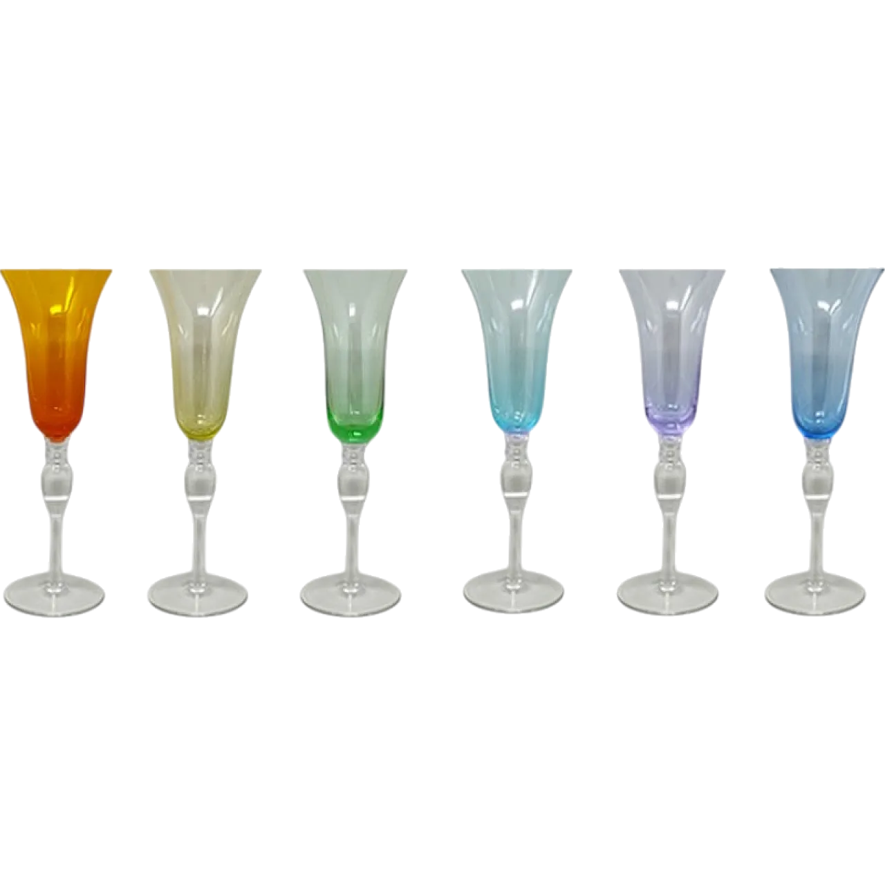 6 colored Murano glasses, 1960s 13