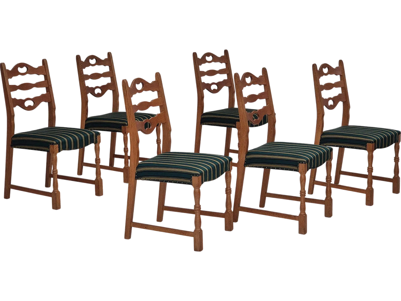 6 Danish dining chairs oak wood, 70s 18