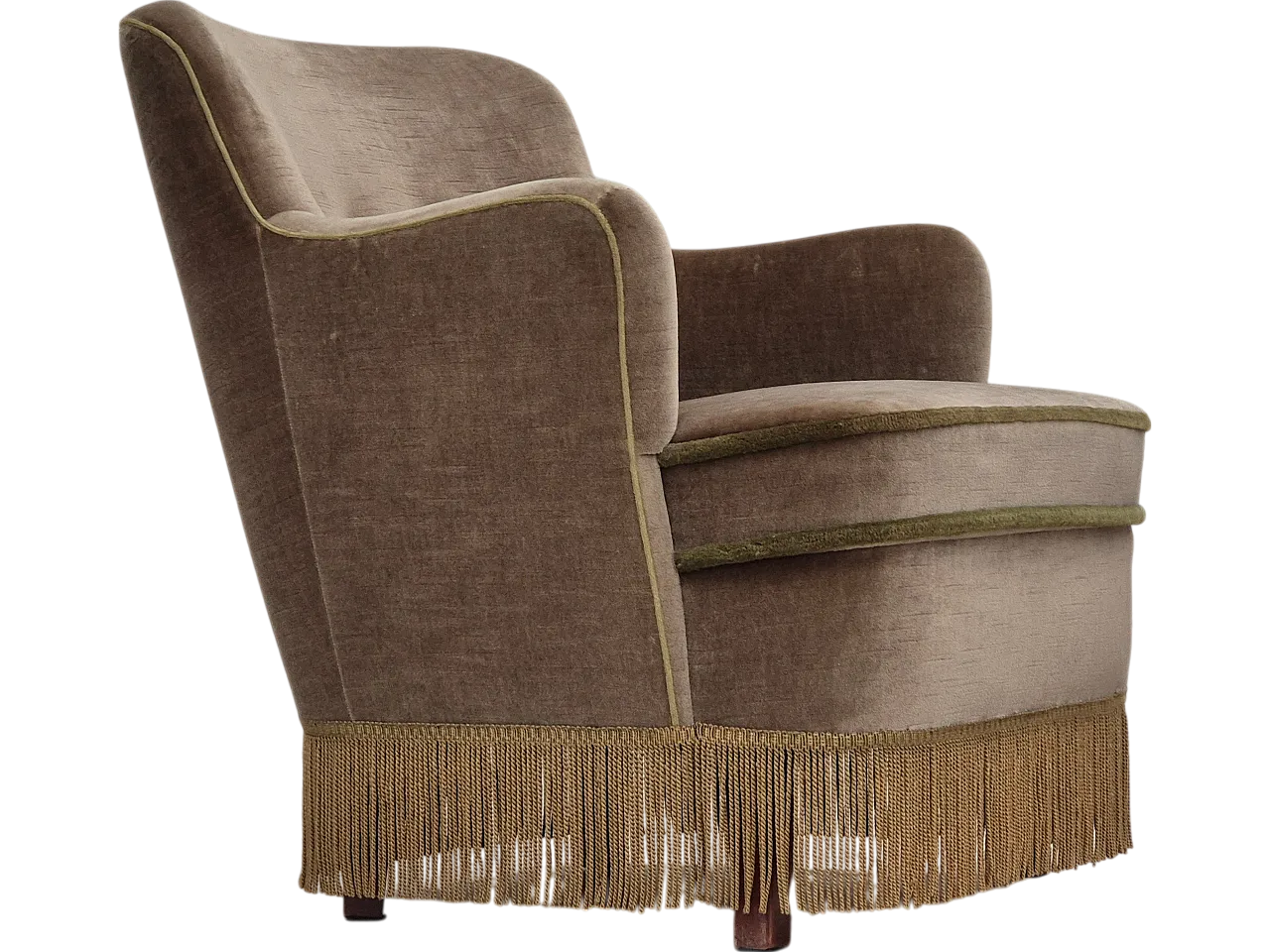 Danish lounge chair velour, 70s 15