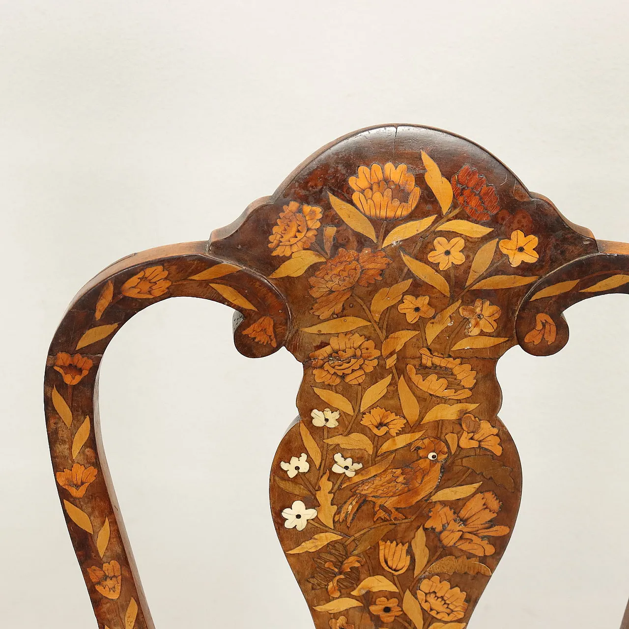 4 Sedie olandesi di gusto Barocchetto in quercia e radica, terzo quarto '800 4