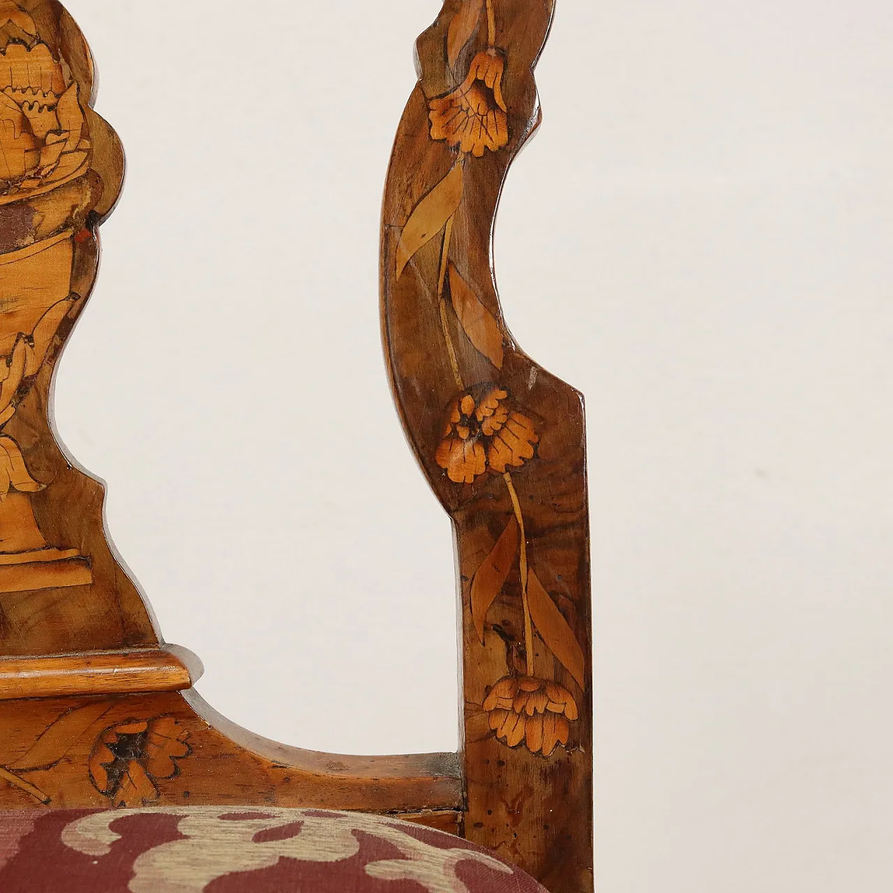 4 Sedie olandesi di gusto Barocchetto in quercia e radica, terzo quarto '800 7