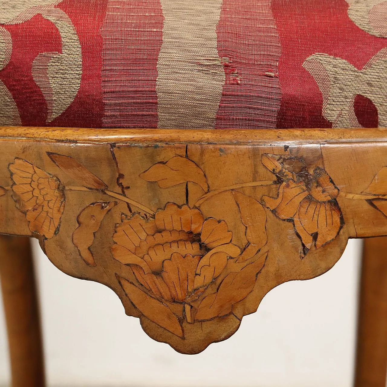 4 Sedie olandesi di gusto Barocchetto in quercia e radica, terzo quarto '800 8