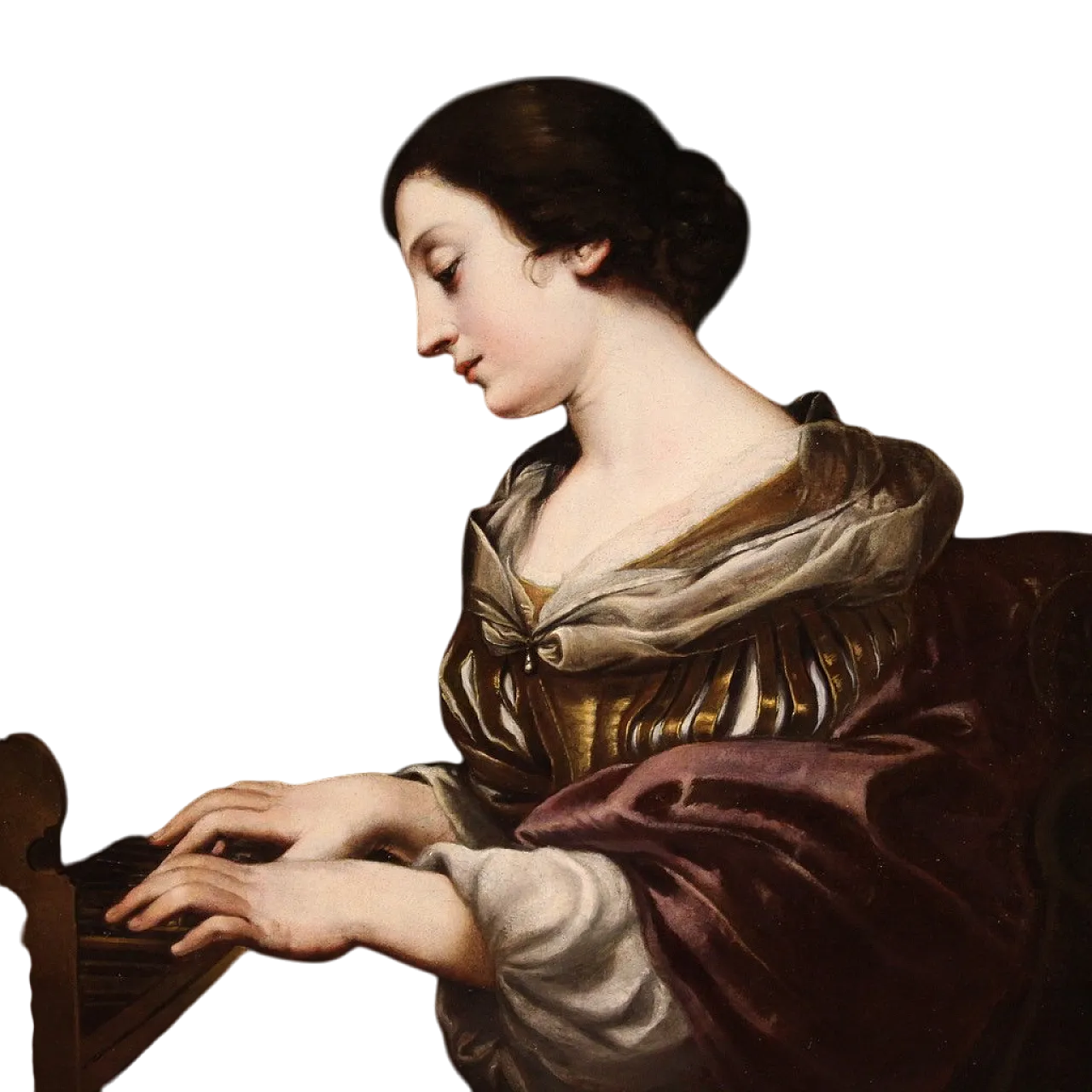 Santa Cecilia all'organo, dipinto barocco italiano, '600 16