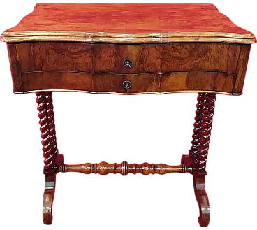 Tavolino da cucito in radica di noce, '800