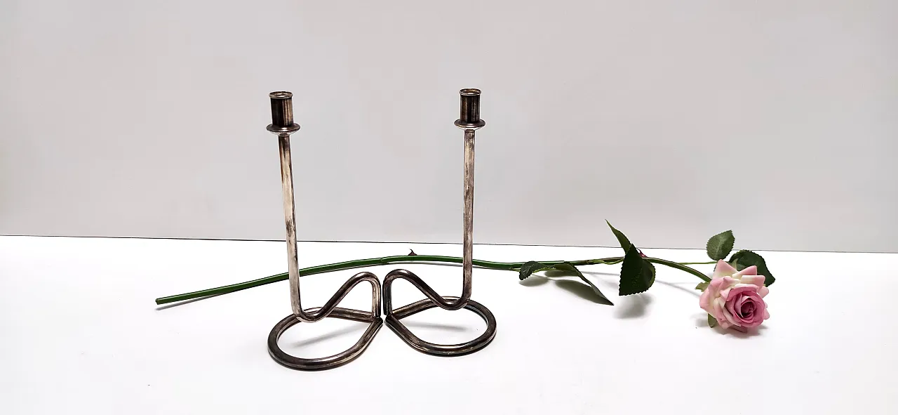 Minimalist pair candleholders in the Style of Sabattini, 90s 2