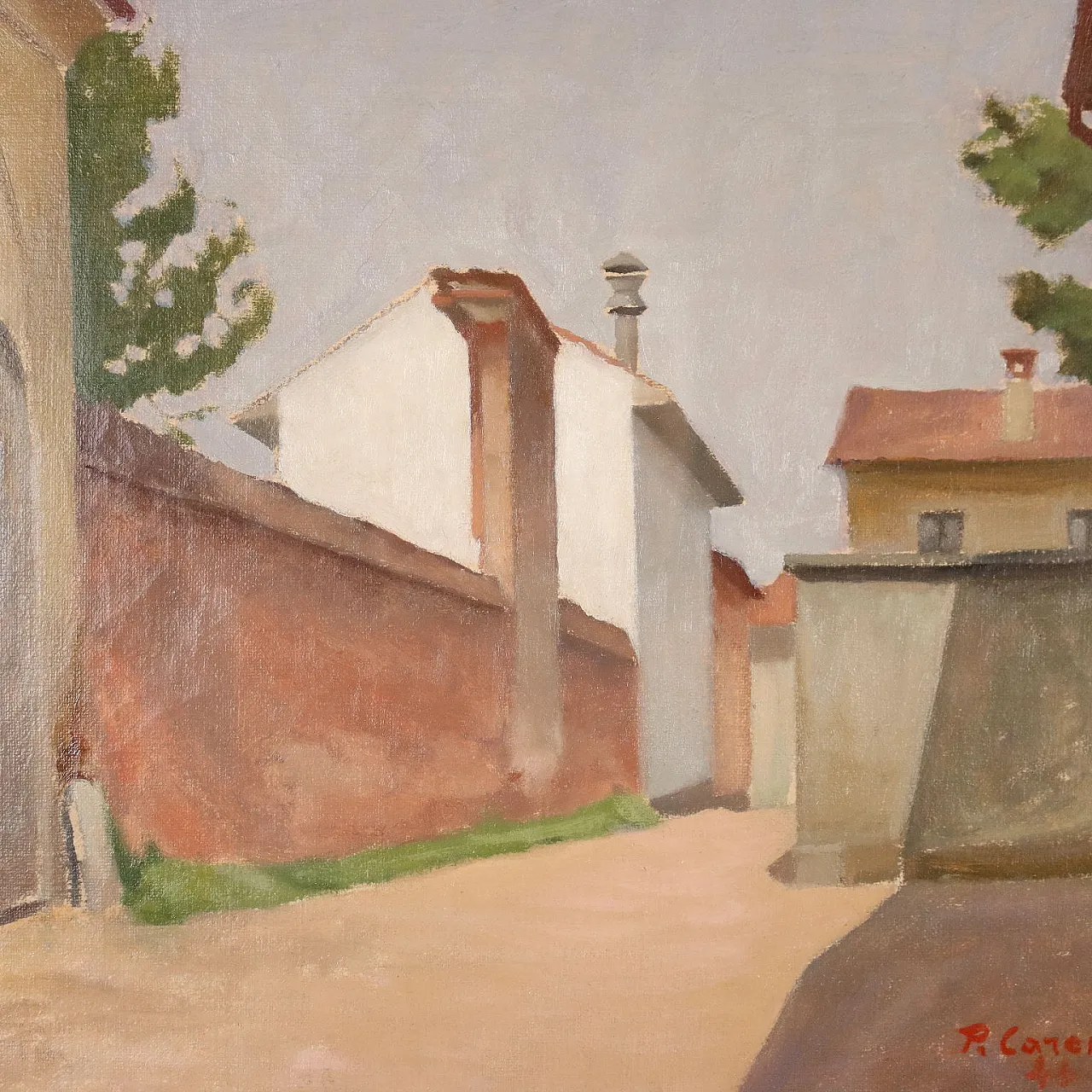 Primo Carena, Via di paese, olio su tela, 1941 3