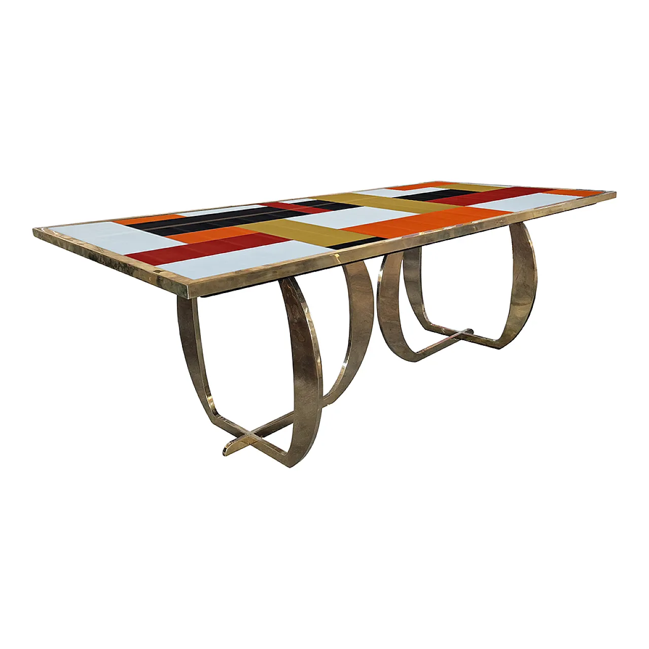 Tavolo in vetro di Murano e ottone, fine '900 6