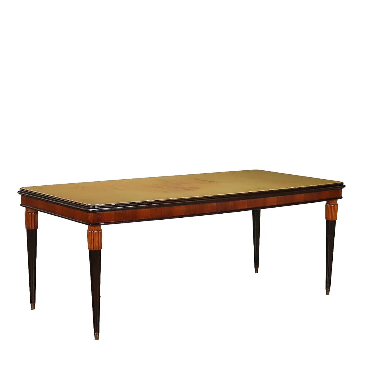 Ebony-stained wooden table with walnut veneer band, 1960s 1