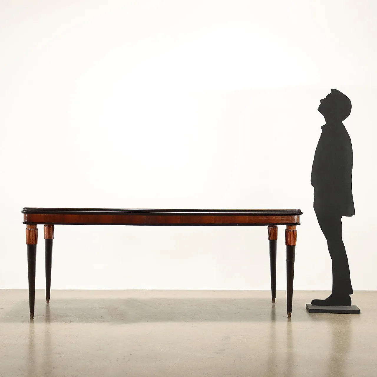 Ebony-stained wooden table with walnut veneer band, 1960s 2