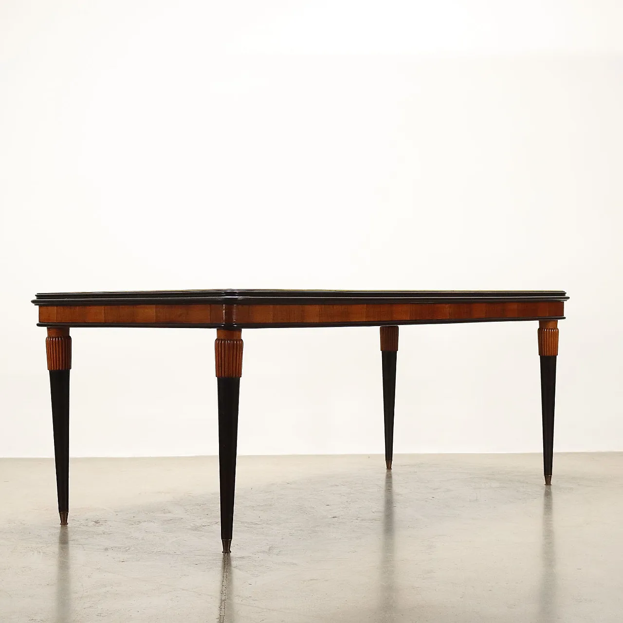 Ebony-stained wooden table with walnut veneer band, 1960s 9
