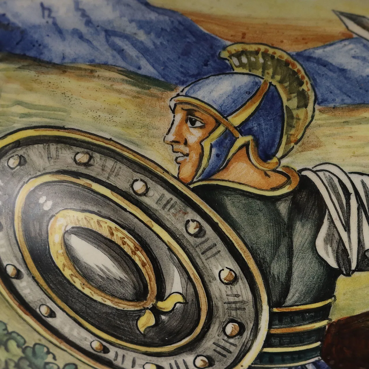 Painted majolica vase with winged figures and masks 7