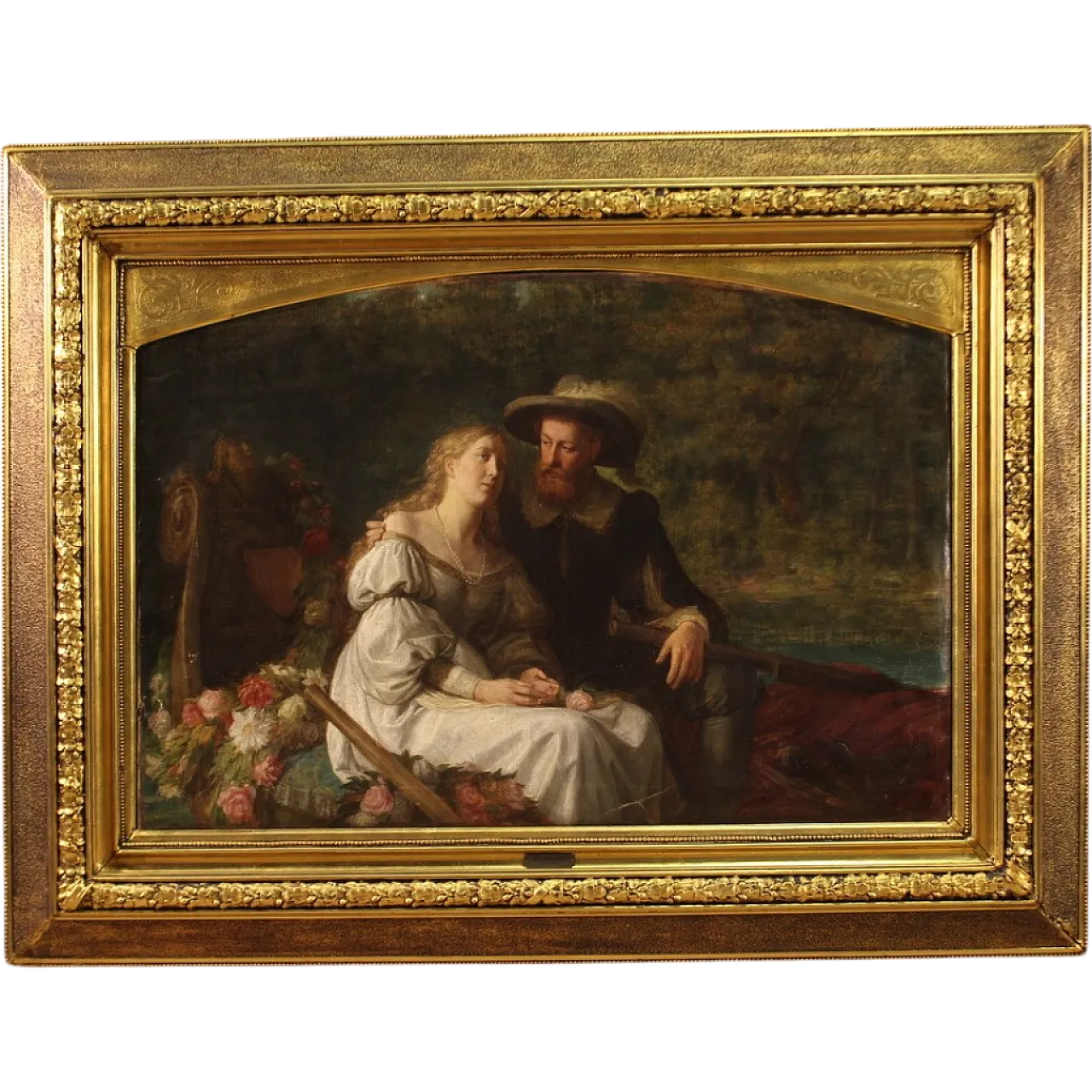 Emil Reynier, Romantic scene, painting signed and dated, 1888 16