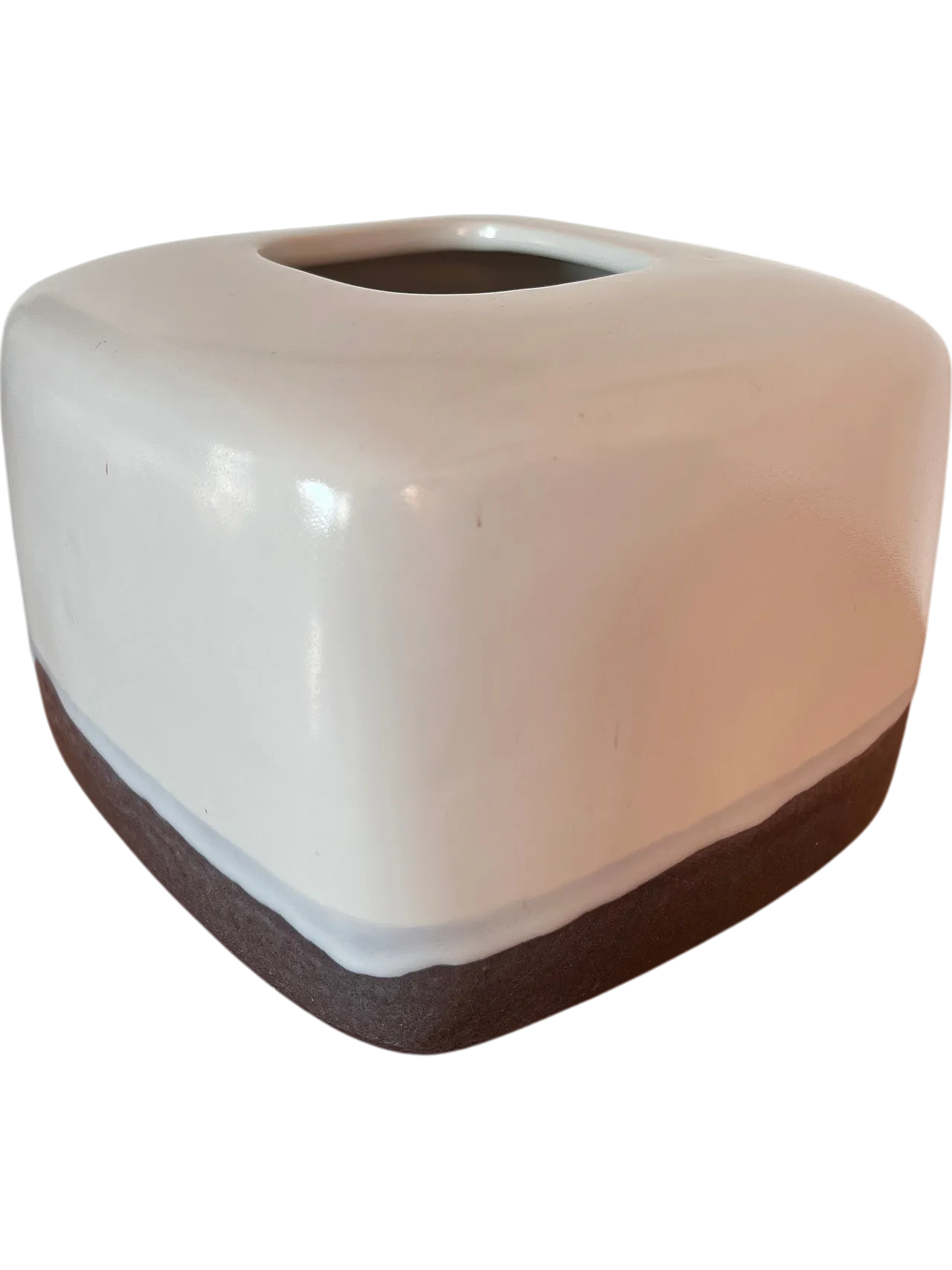 Alessio Tasca, Cube vase in bicolor ceramic, 1980s 4