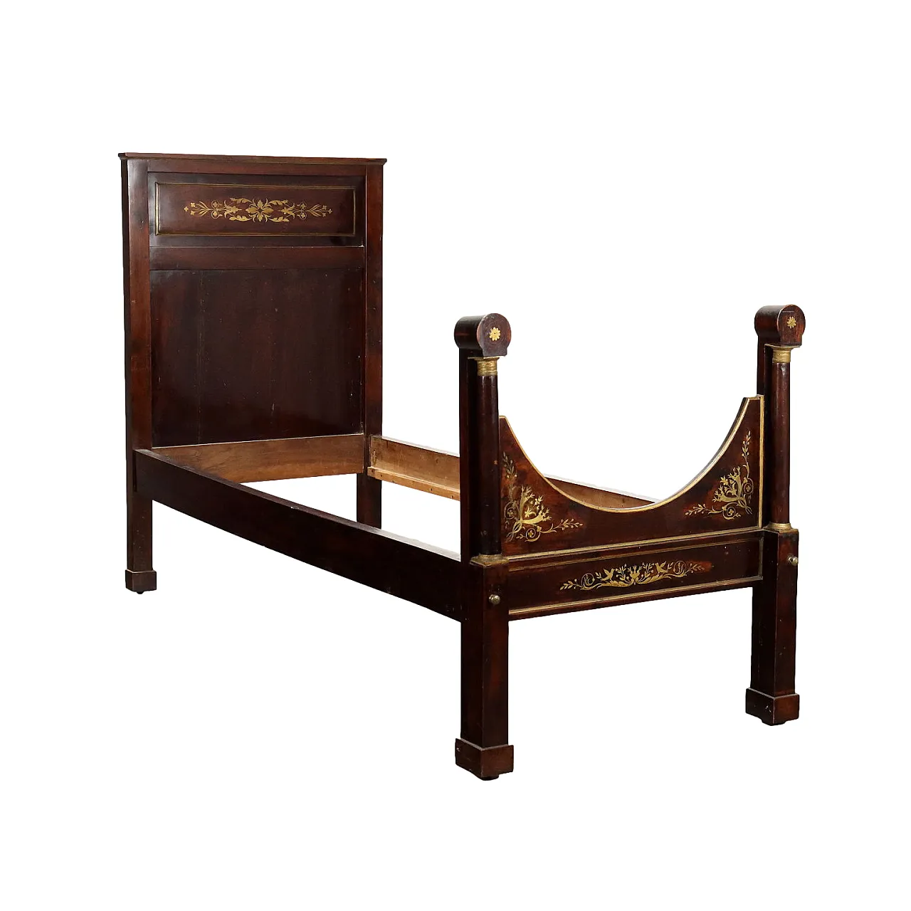 Letto singolo Impero in noce, primo '800 1