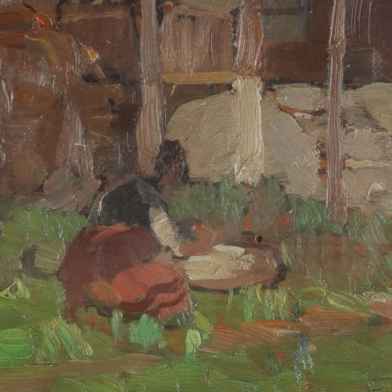 Mario Moretti Foggia, mountain cabins, oil painting on panel 4