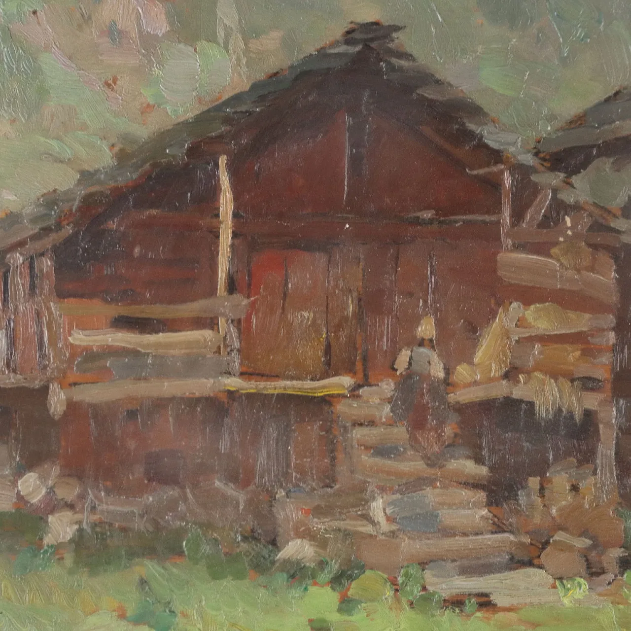 Mario Moretti Foggia, mountain cabins, oil painting on panel 5