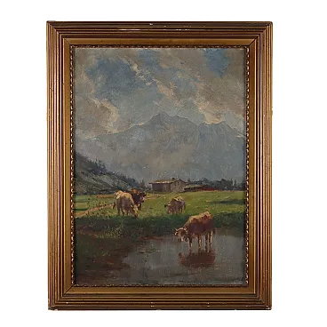 Giovanni Rava, Mountain Landscape, oil on cardboard, 1917 | intOndo