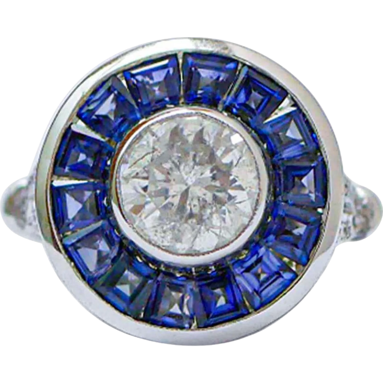 White gold ring with diamonds and sapphires, 1950s 7