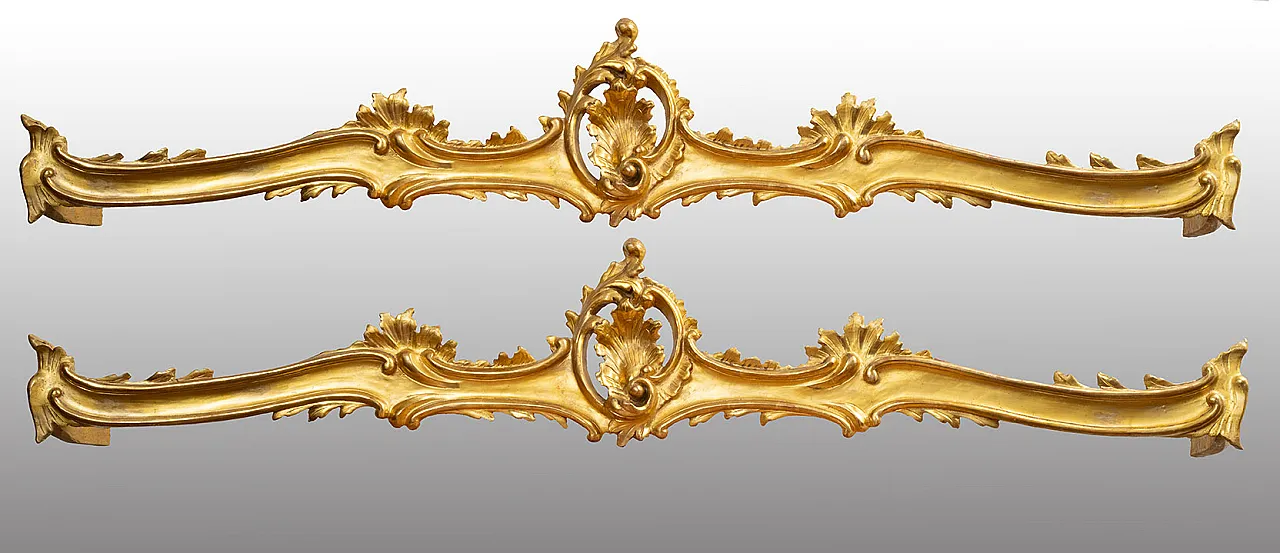 Coppia di zineffe Luigi Filippo Napoletane in legno dorato, '800 1