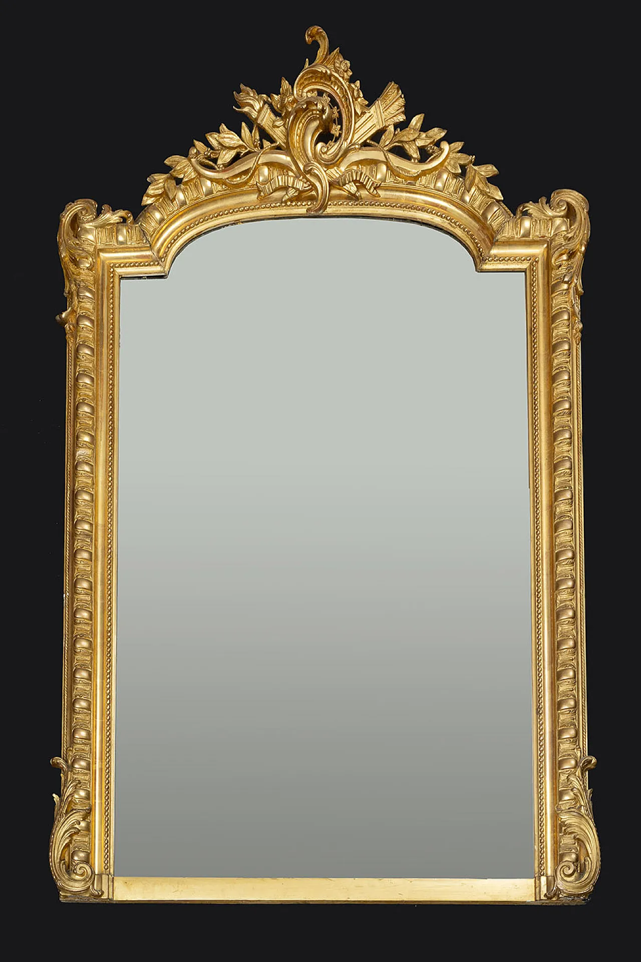 French Napoleon III mirror in gilded and carved wood, 19th century 1