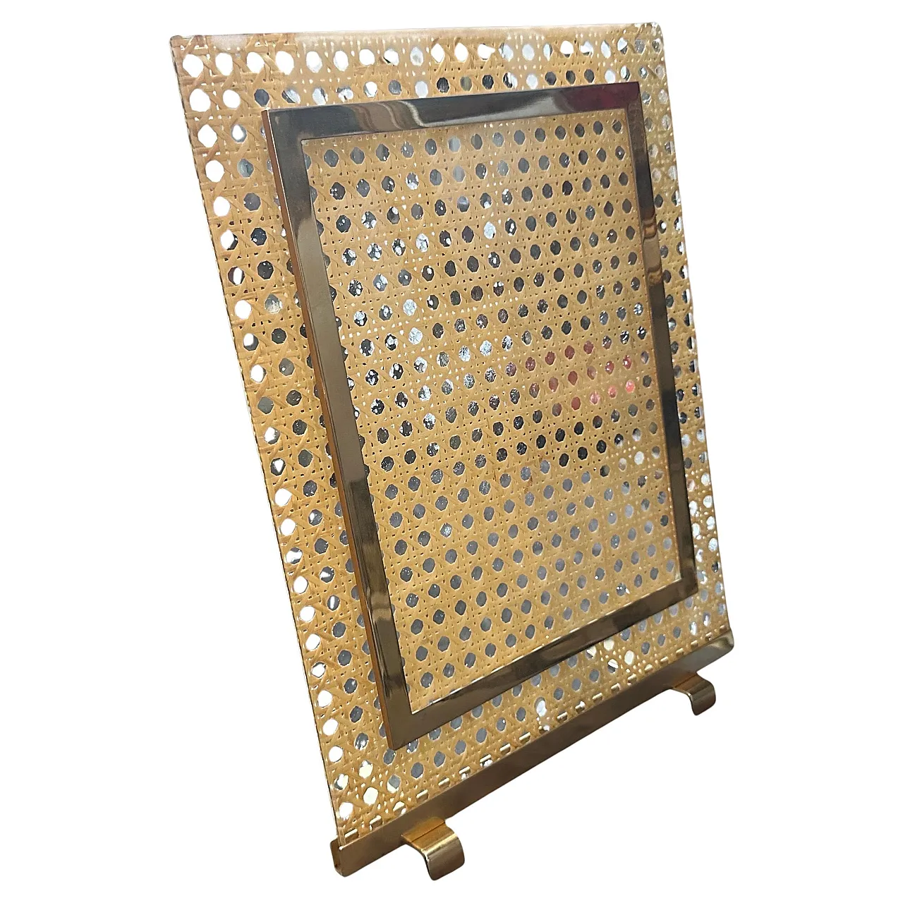 Dior Home brass, plexiglass and Vienna straw frame, 1980s 1