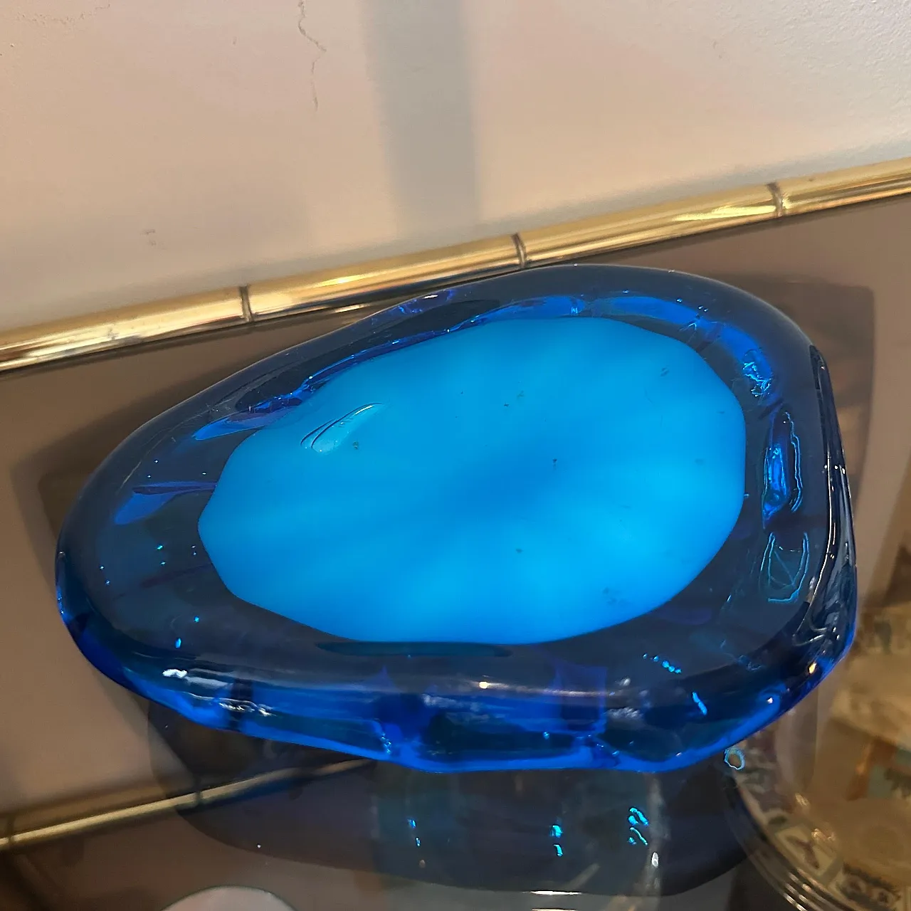 Vide pochette in blue and turquoise Murano glass, 1980s 5