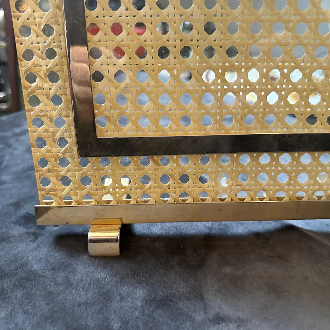 Dior Home brass, plexiglass and Vienna straw frame, 1980s 5