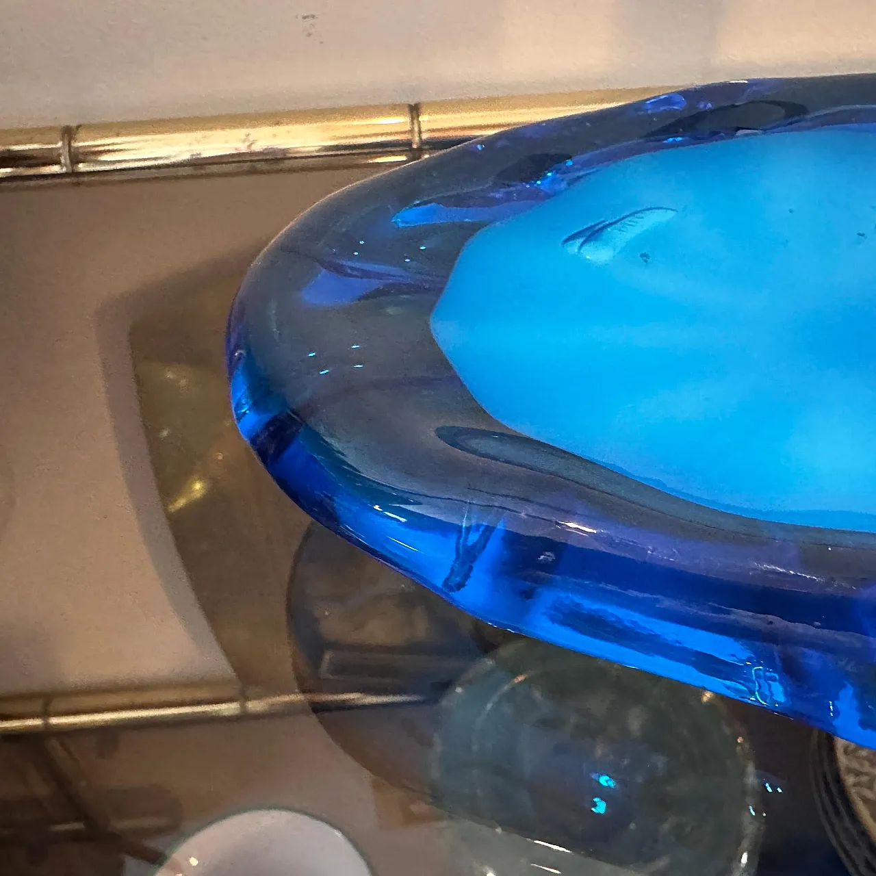 Vide pochette in blue and turquoise Murano glass, 1980s 6