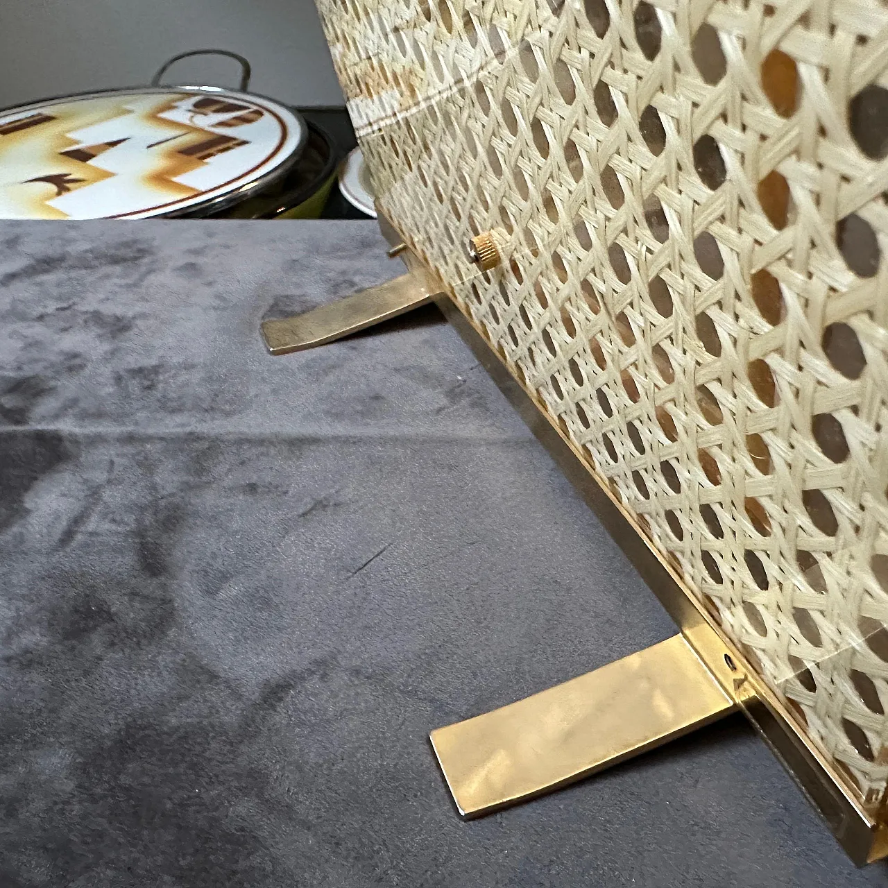 Dior Home brass, plexiglass and Vienna straw frame, 1980s 7