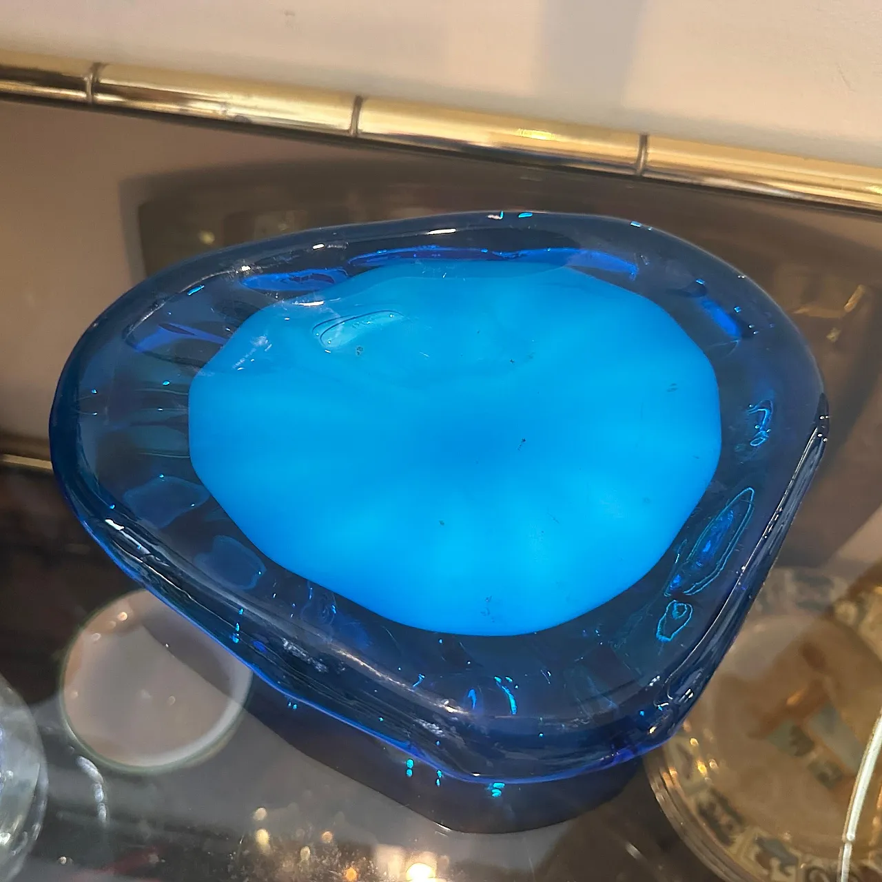 Vide pochette in blue and turquoise Murano glass, 1980s 9