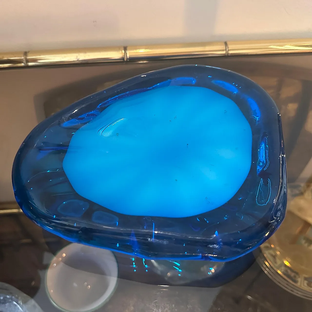 Vide pochette in blue and turquoise Murano glass, 1980s 11