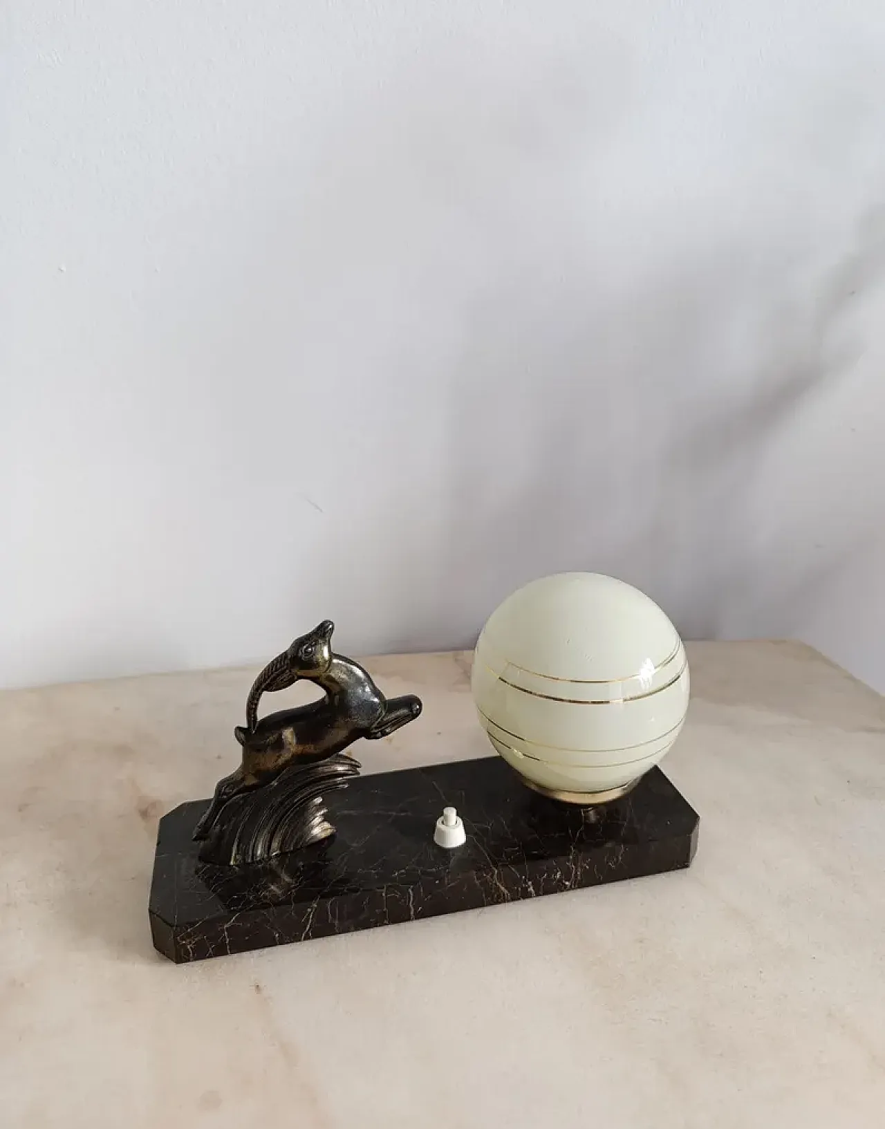 Art Deco Table Lamp with glass sphere, 1930s 3