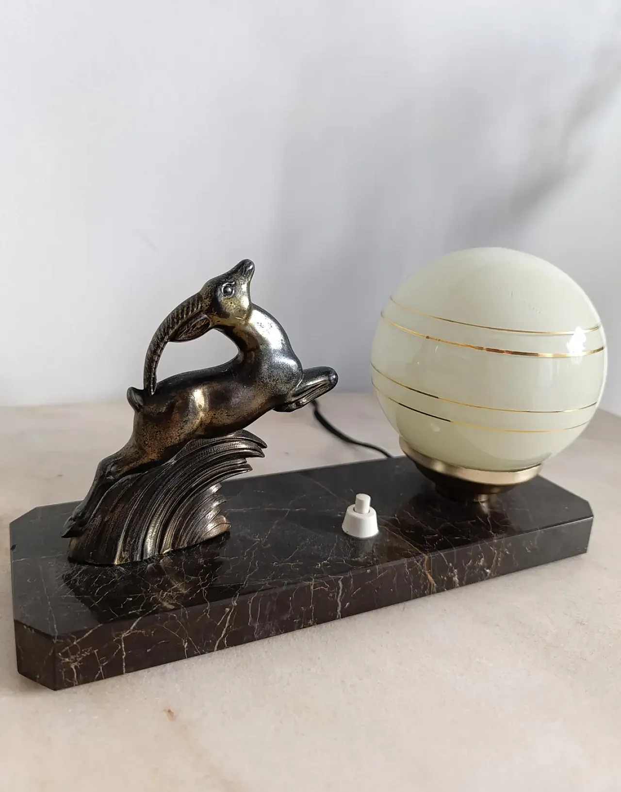 Art Deco Table Lamp with glass sphere, 1930s 4