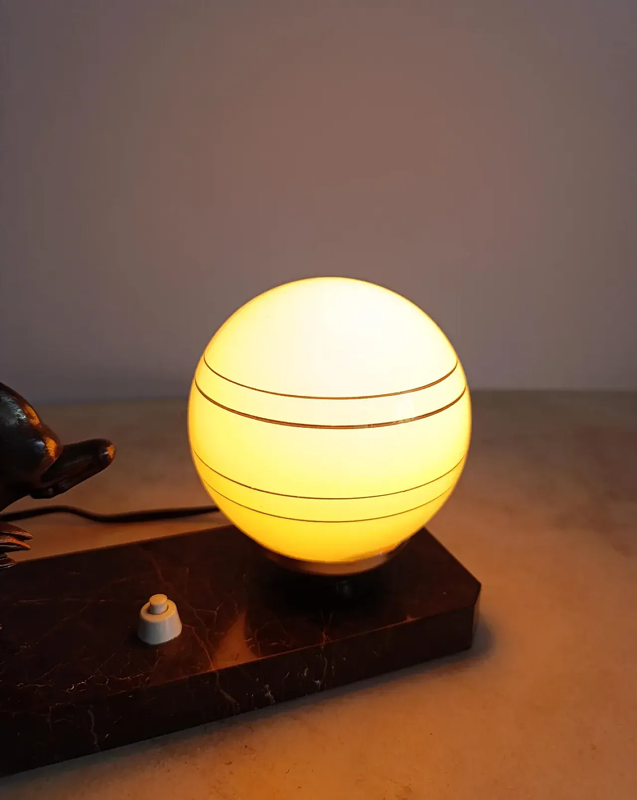 Art Deco Table Lamp with glass sphere, 1930s 5