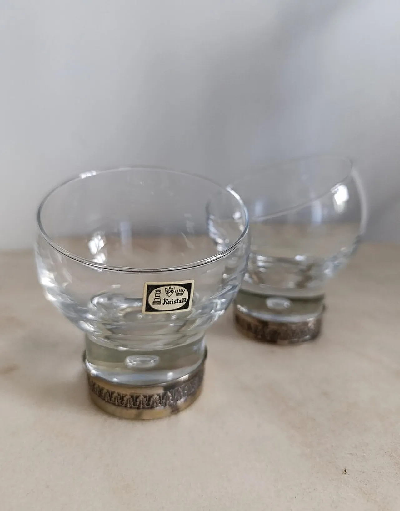 Champagne set tedesco a 8 pezzi in cristallo e silver plate, anni '60 5