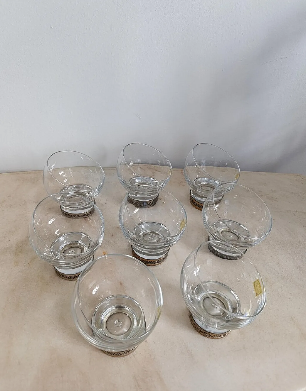 Champagne set tedesco a 8 pezzi in cristallo e silver plate, anni '60 7