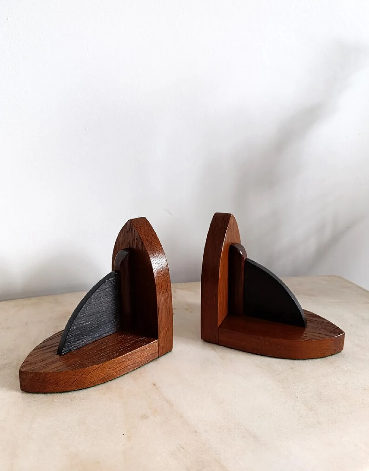 Set of Wooden Art Deco Bookends, 1940s 5