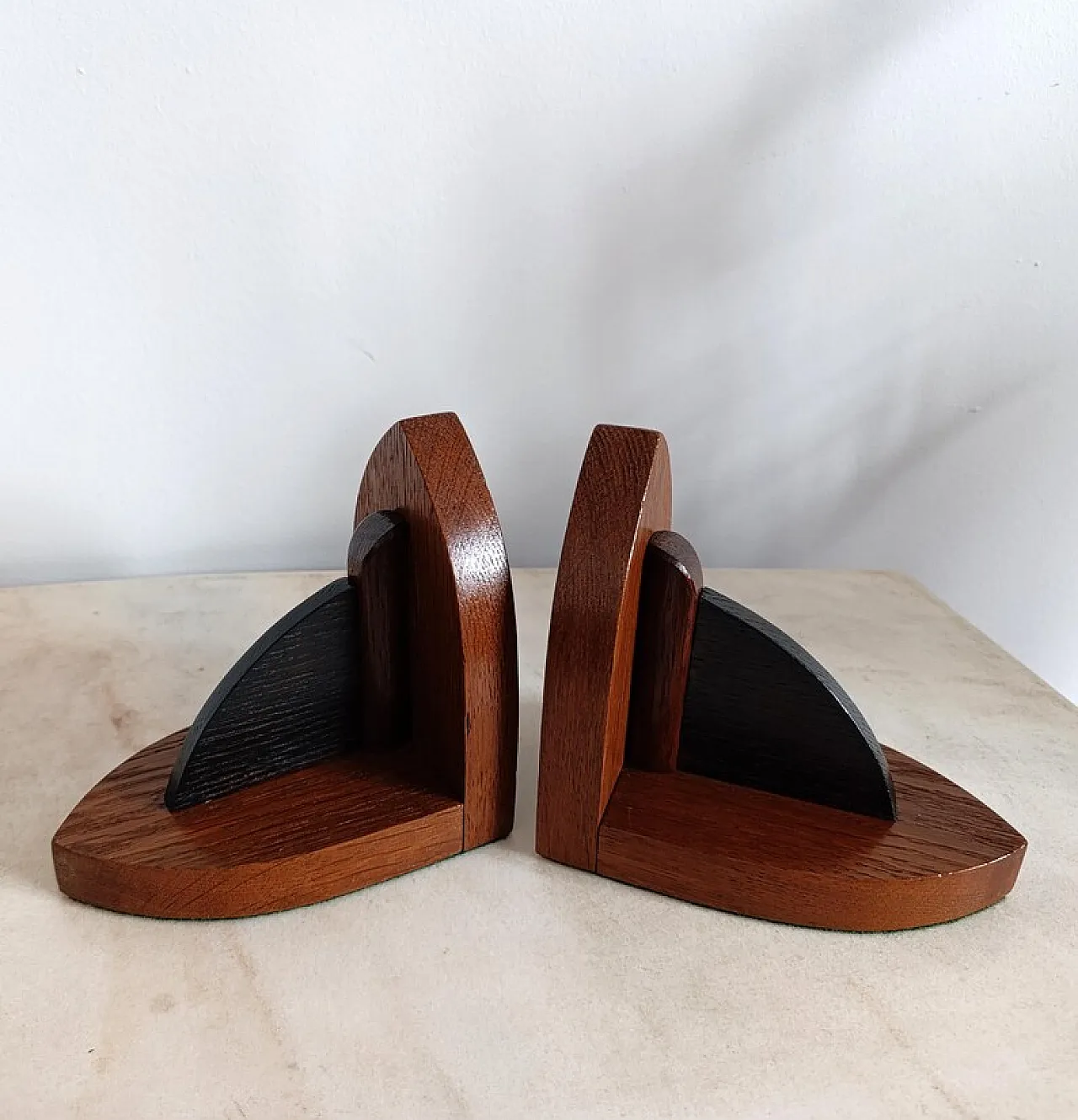 Set of Wooden Art Deco Bookends, 1940s 7