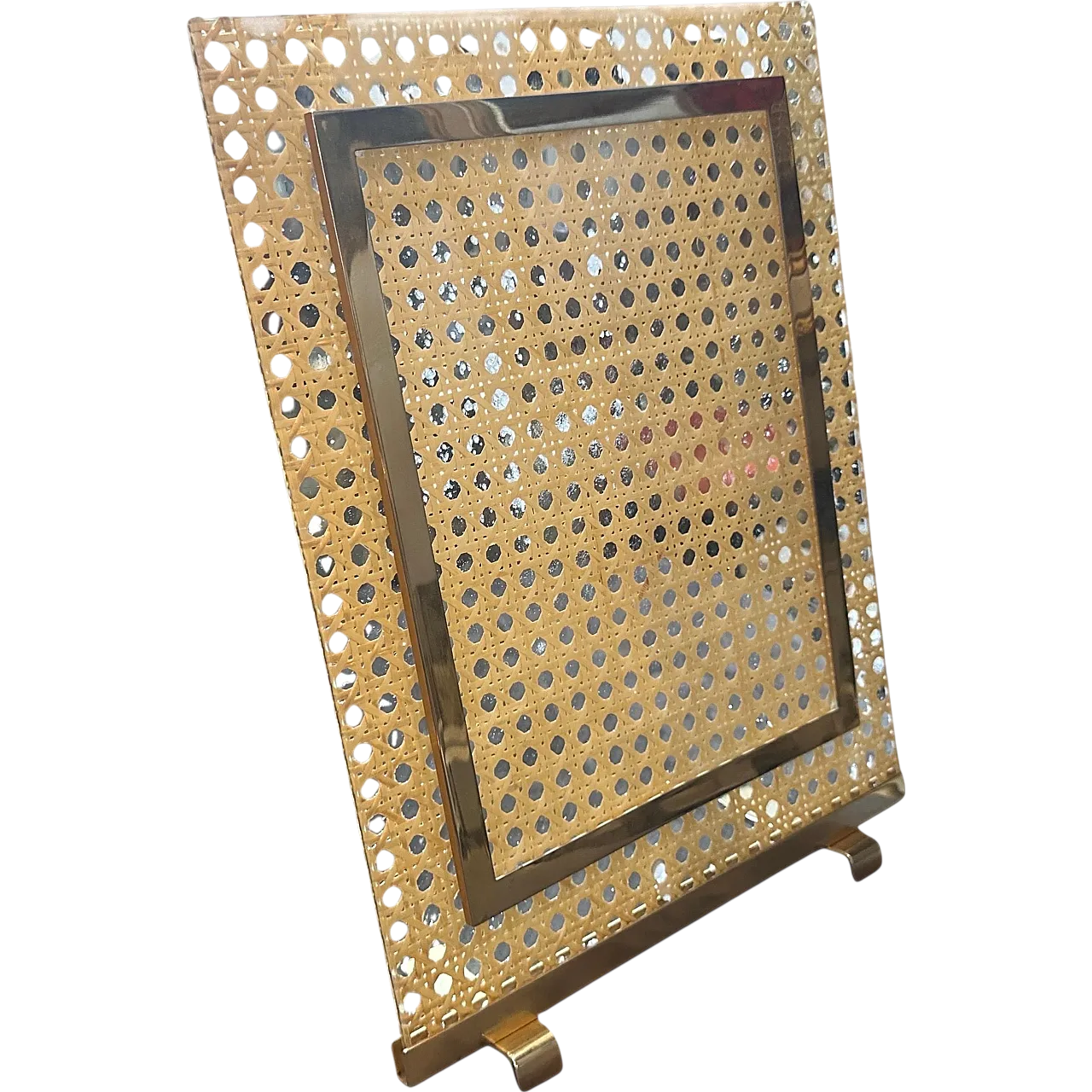 Dior Home brass, plexiglass and Vienna straw frame, 1980s 10