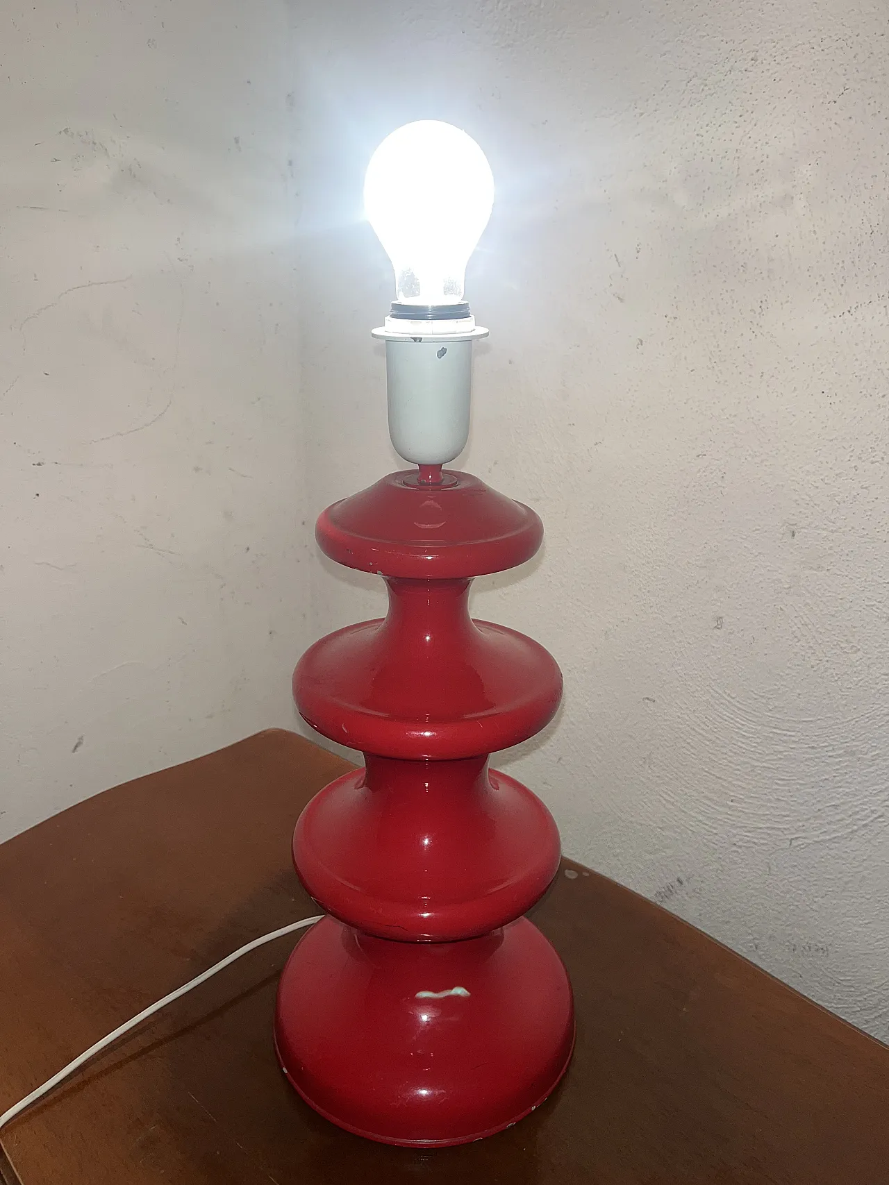 Red metal lamp, 70s 2