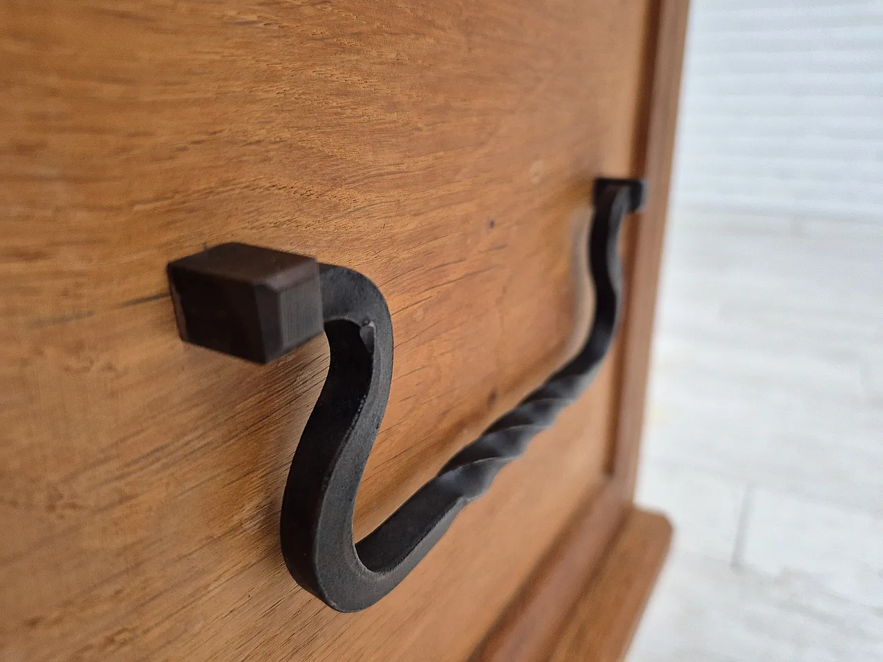Danish side box with drawer, solid oak wood, 70s 10