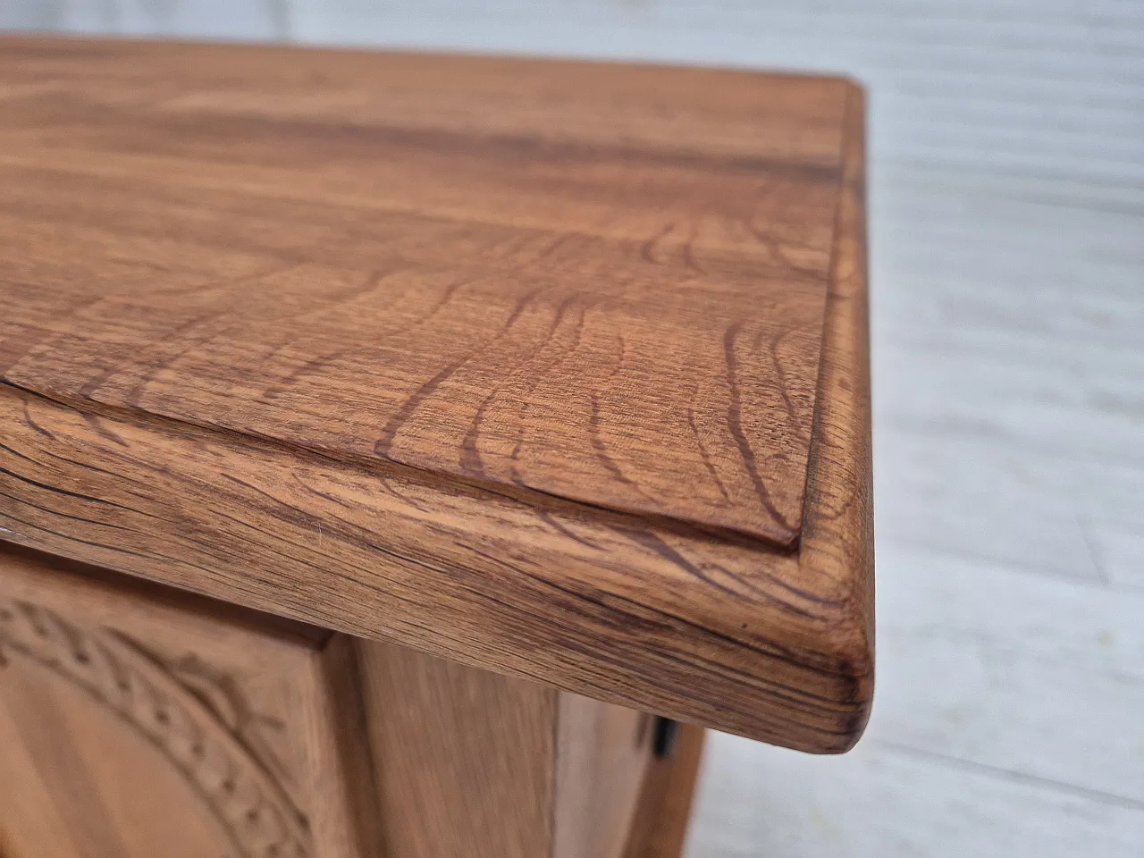 Danish side box with drawer, solid oak wood, 70s 11