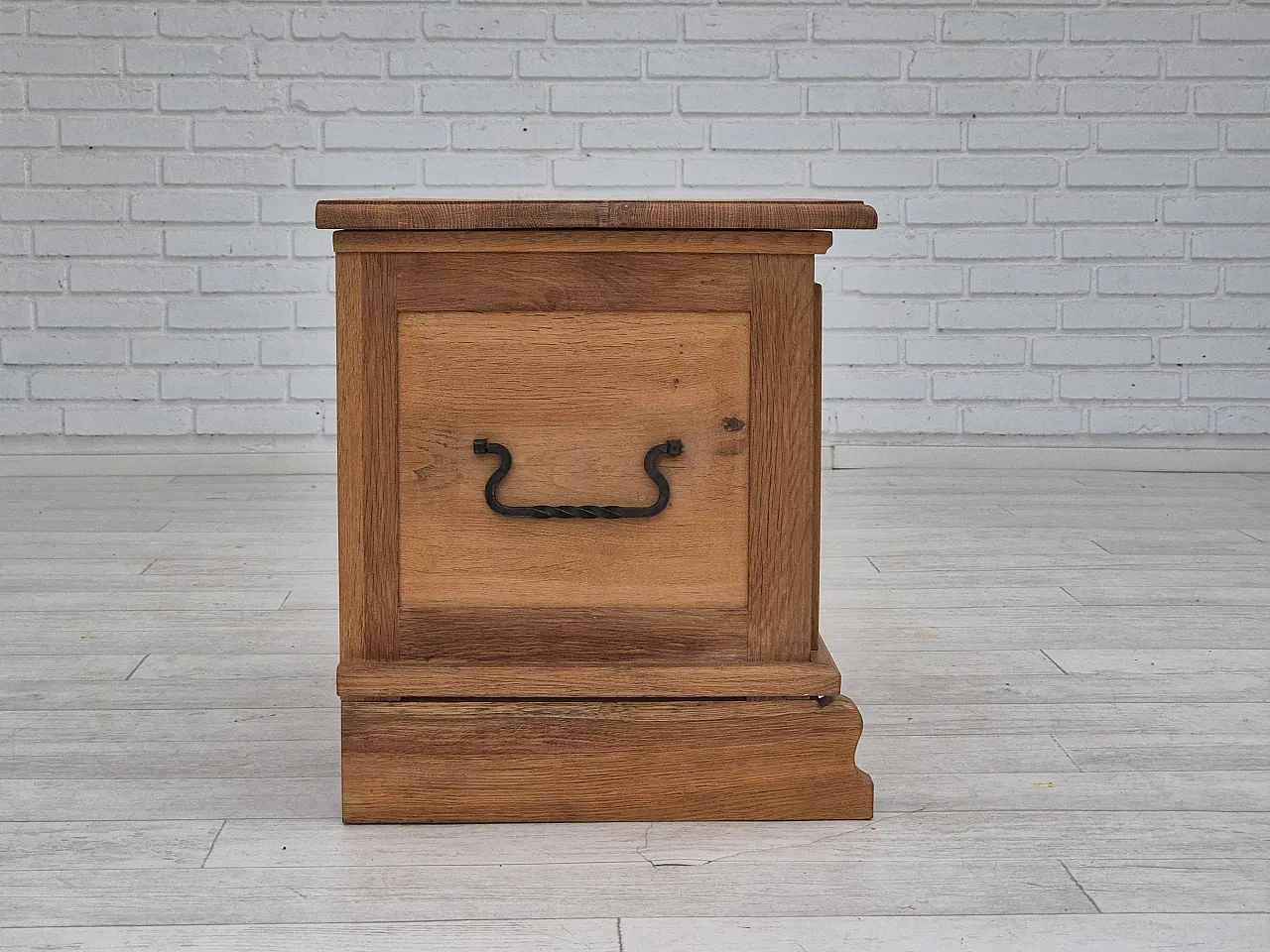 Danish side box with drawer, solid oak wood, 70s 15
