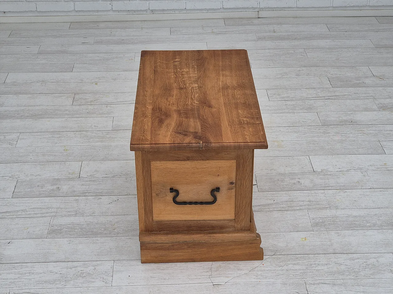 Danish side box with drawer, solid oak wood, 70s 16