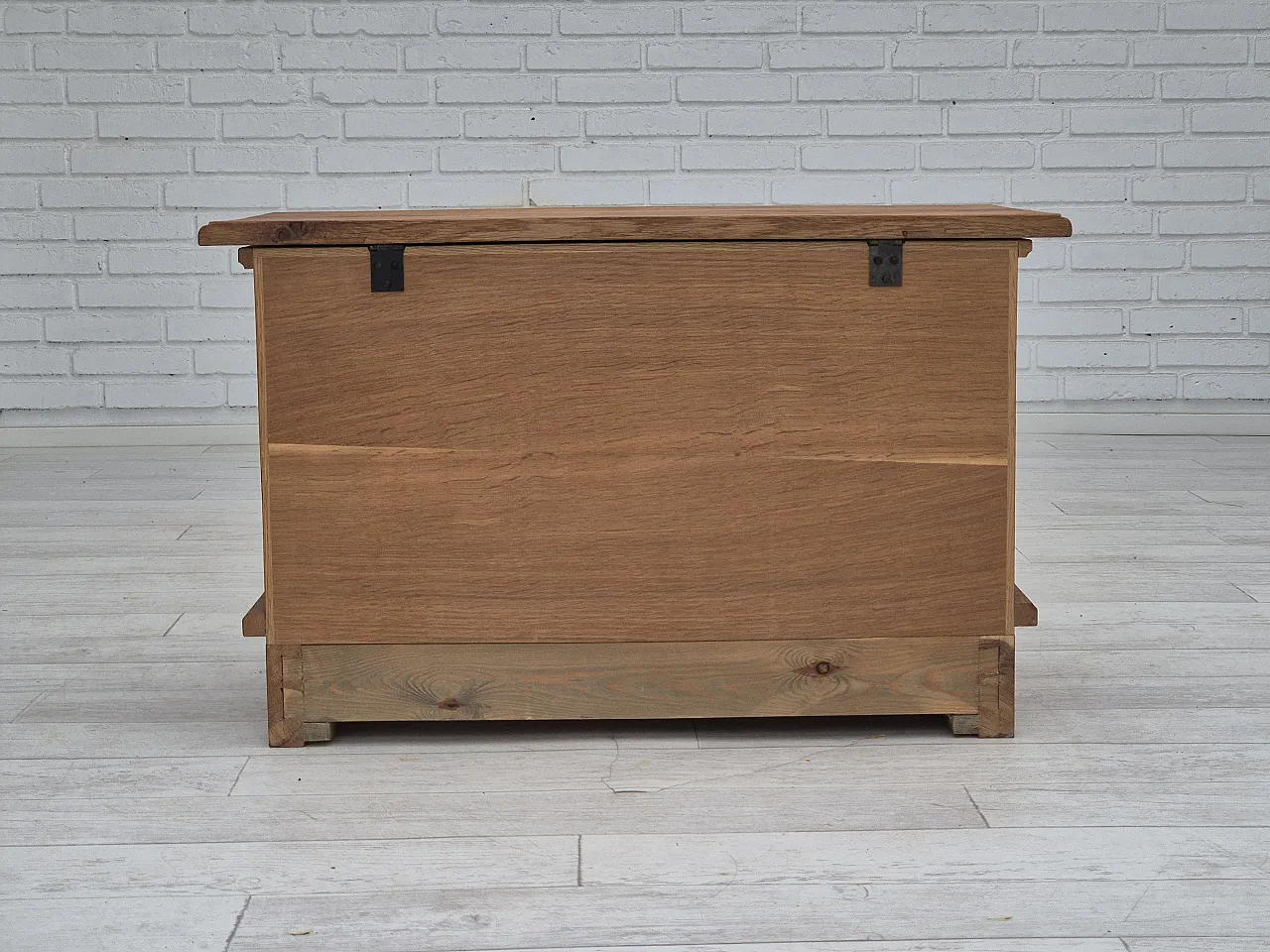 Danish side box with drawer, solid oak wood, 70s 17