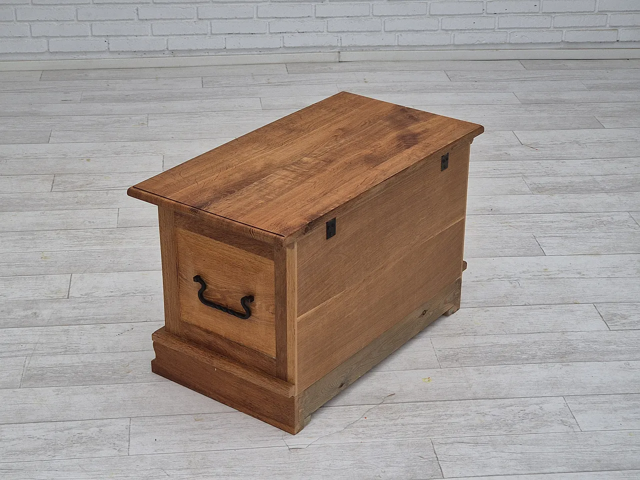 Danish side box with drawer, solid oak wood, 70s 18