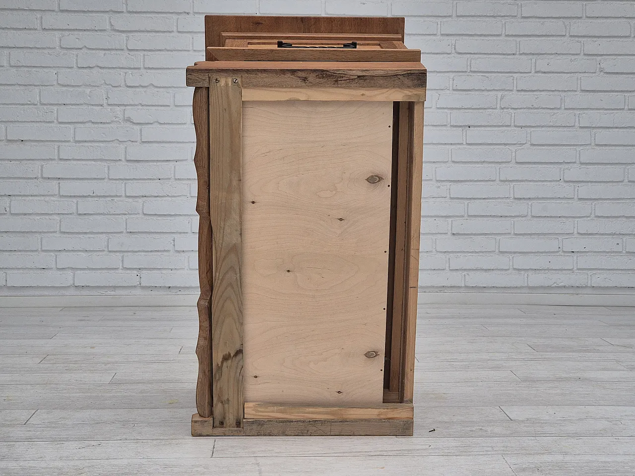 Danish side box with drawer, solid oak wood, 70s 19