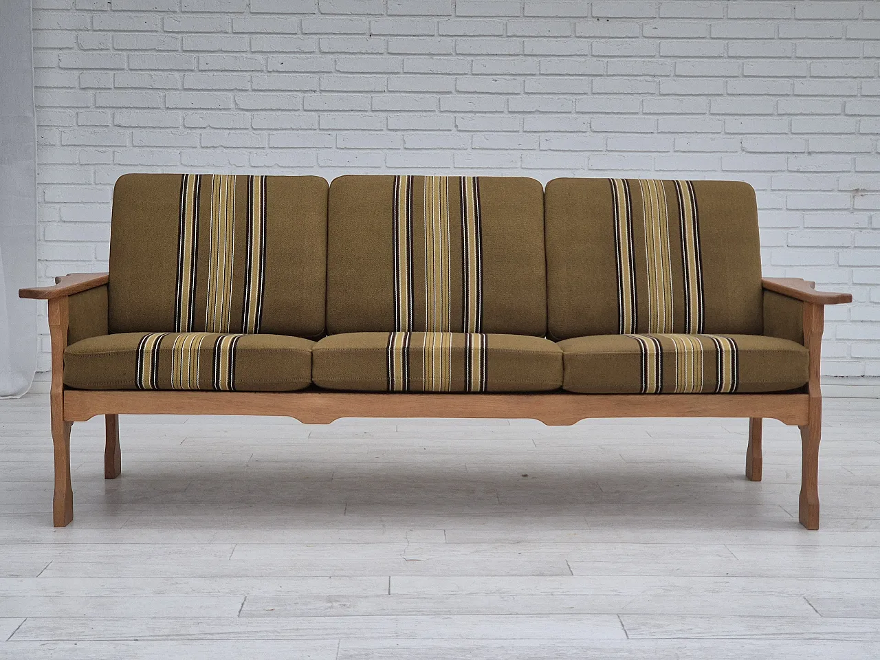Danish 3 seater sofa furniture wool, 70s 2