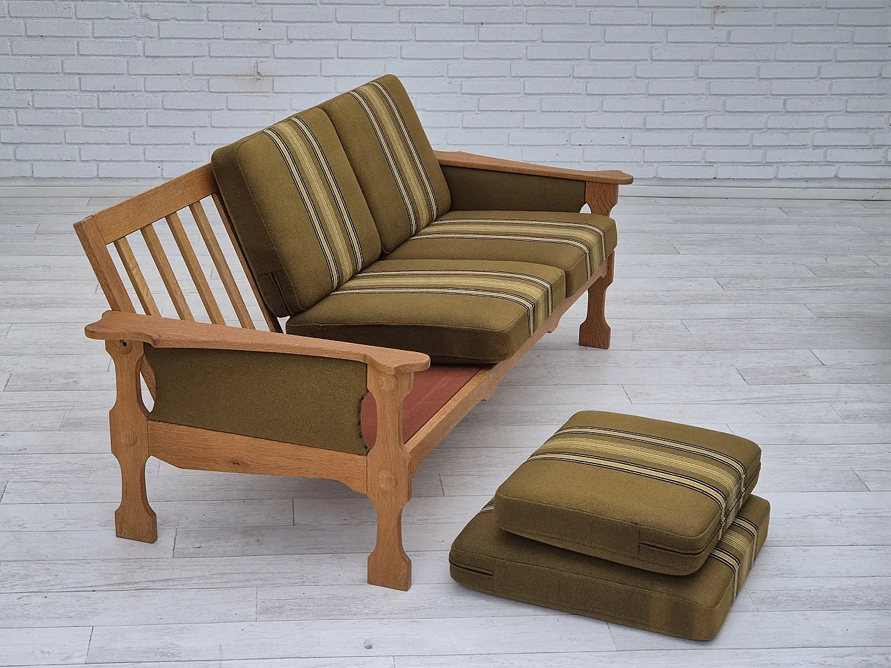 Danish 3 seater sofa furniture wool, 70s 9